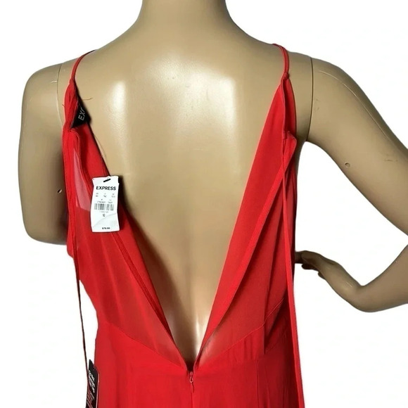 Y2K NWT,EXPRESS halter dress,maxi,Fairy,sheer,lined,glam,fit&flare,color block, - Picture 4 of 16